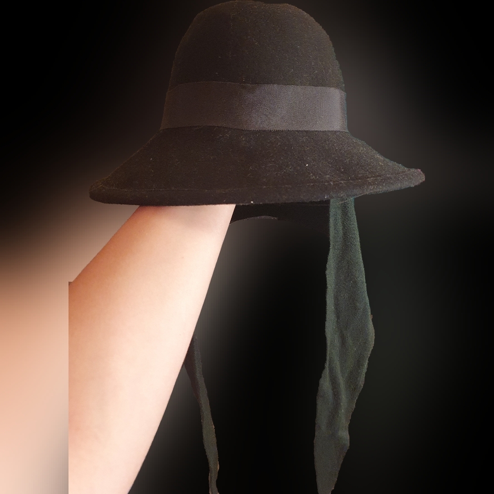 True Vintage wool felt winter earmuffs scarf hat